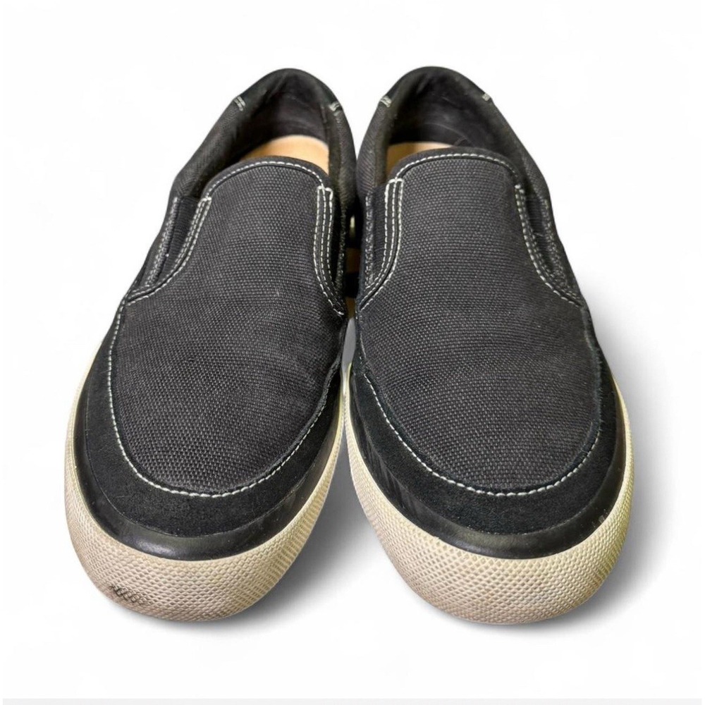 Clarks Canvas Slip-On Sneakers Vans Style Black White Stitching Women's 9.5 - Picture 5 of 6